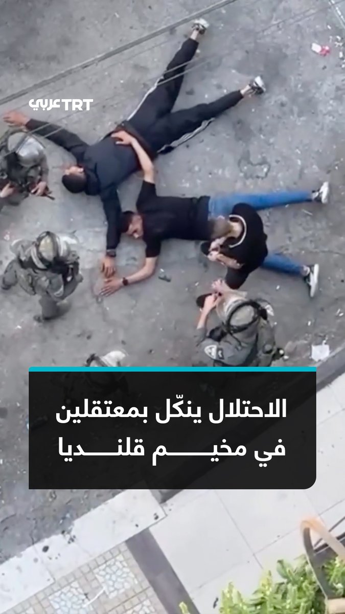 مشاهد متداولة توثق تنكيل جنود جيش الاحتلال الإسرائيلي بعدة شبّان فلسطينيين خلال اعتقالهم في مخيم قلنديا شمالي القدس المحتلة. #تفاعل ليصل إليك كل جديد