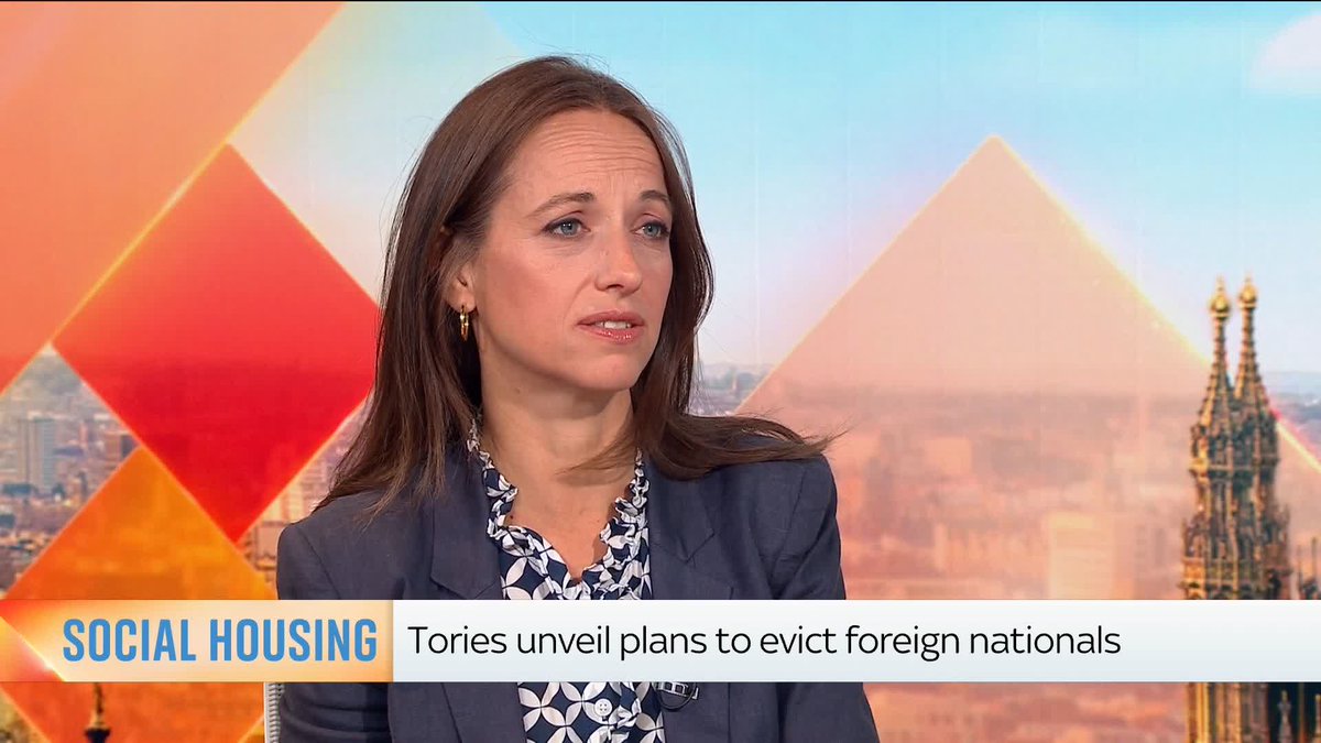 'You shouldn't be living in scarce social housing.' Shadow work and pensions secretary Helen Whately MP speaks to Kamali Melbourne about the Tory party's policy pledge to evict all foreign nationals - except settled EU citizens - from social housing. 📺