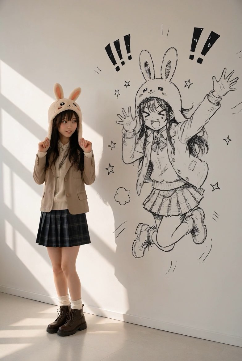 動画にしてみました🎥✨ ドタバタした感じが気に入っています( 'ω' و( و"♪ 壁絵の指が途中増えてるけど、 作画ミスかな?🙄笑