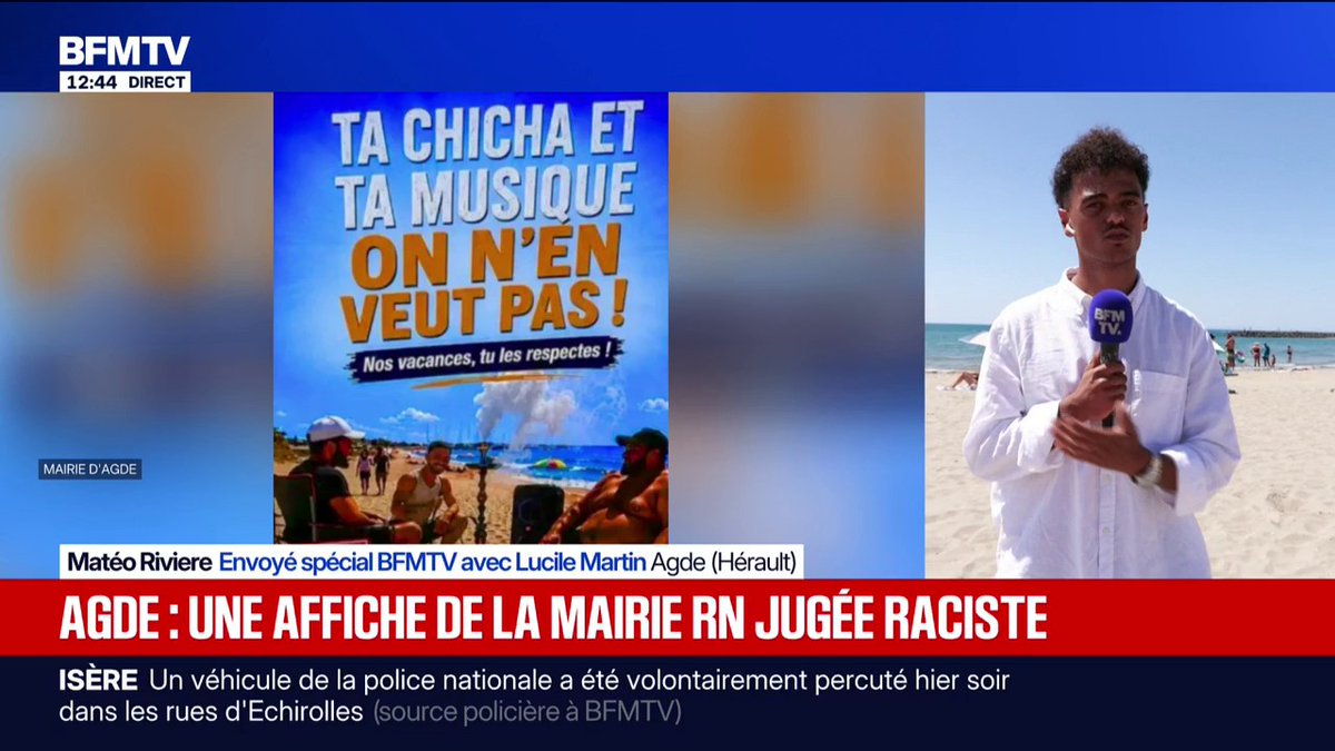 "Ta chicha et ta musique, on n'en veut pas !": une affiche de la mairie RN d'Agde fait polémique