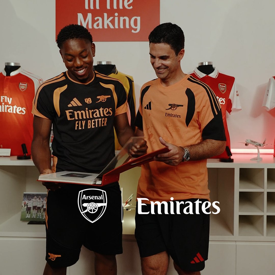 History in the Making. Mikel Arteta and Myles Lewis-Skelly look back at our iconic ongoing partnership with @Emirates 🤝