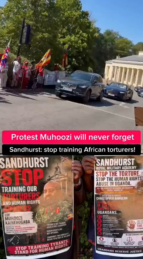 Muhoozi has never been embarrassed so much. He could be in one of these cars. Without drones &amp; guns he is just an obese coward. Thanks UK Chapter UK Official People Power - NUP for this fantastic Sandhurst protest!