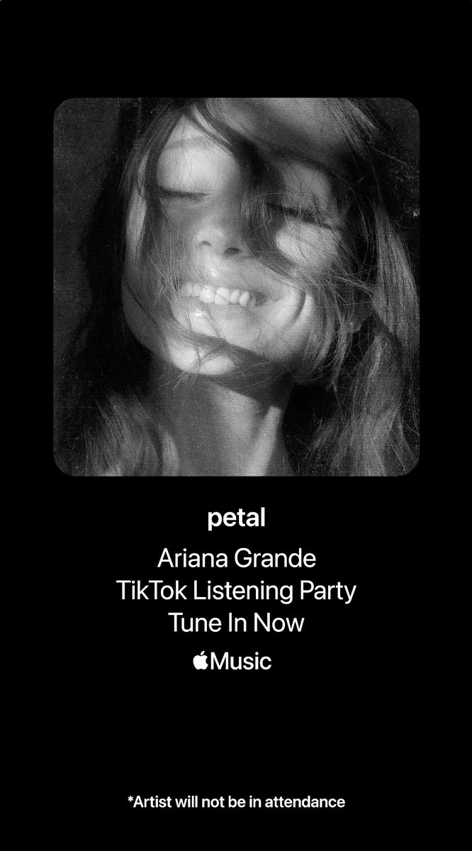 Join the listening party for Ariana Grande’s new album, petal. Available for iOS users only. What's your favorite track on the album? ⬇️