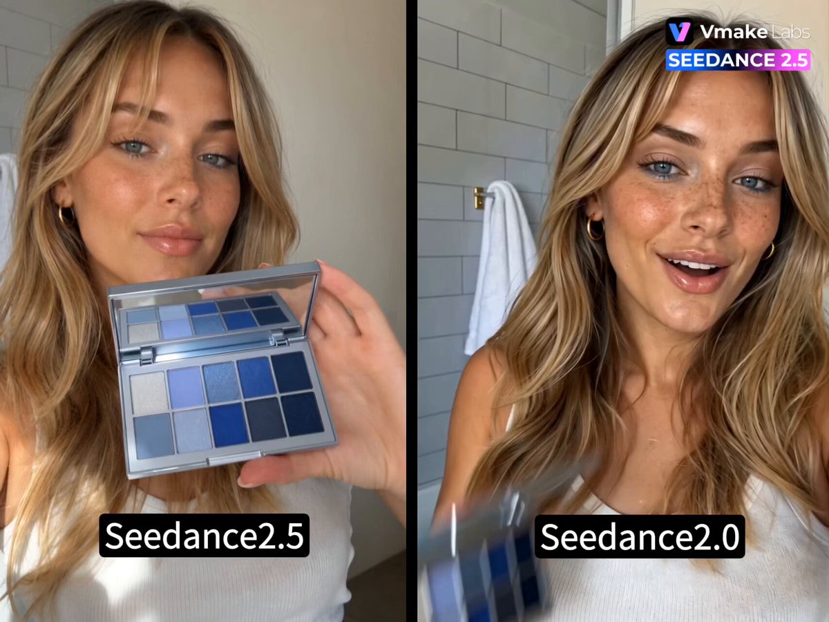 Seedance 2.5 (now 50% off on Vmake Labs) just changed what AI UGC can look like. 30 seconds of continuity. Cinematic motion. Realistic lighting. Stronger reference control. Compared with Seedance 2.0, this is a massive leap from short clips to complete creator-style product stories.