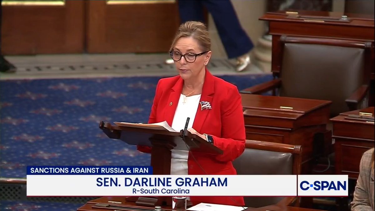 Sen. Darline Graham (R) speaks on her late brother's legacy and work on Russia sanctions bill: "It's time for a show of strength. It's time for action. It's time for the Senate to pass the Lindsey O. Graham Sanctioning Russia and Iran Act of 2026."