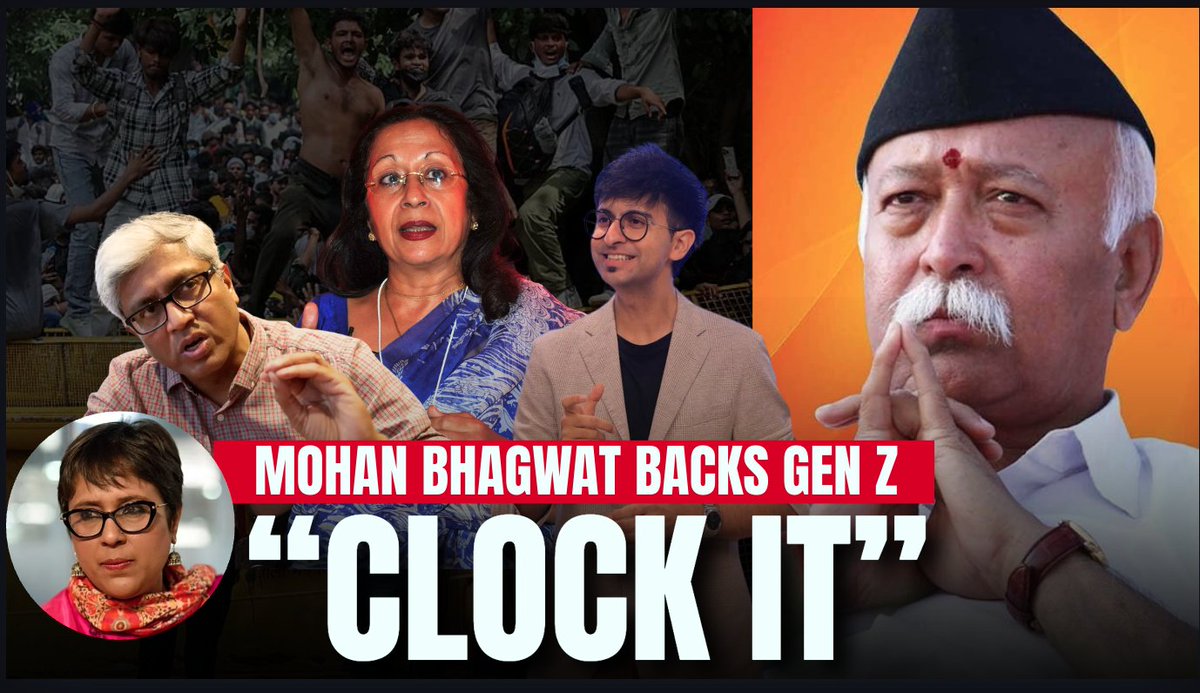 "Not anti-national- would trust them blindly- Protest is also a form of dialogue"- RSS Chief statements on Gen Z & CJP Signal to Sangh?- With Rishabh Shah I.I.M.U.N. who spoke to Mohan Bhagwat, Tavleen Singh & ashutosh - In full