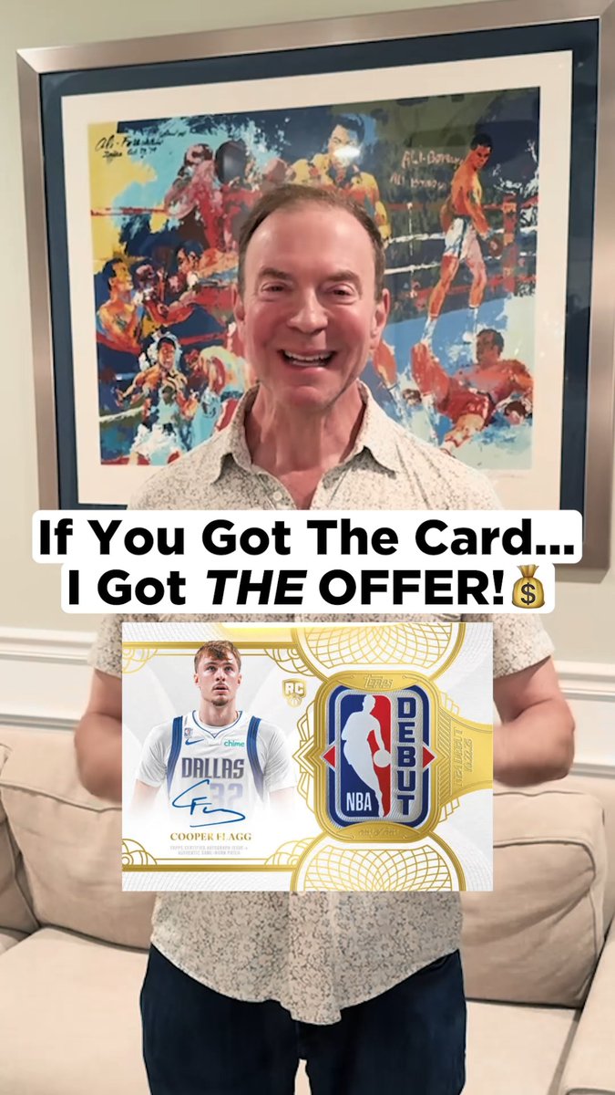 🏀🚨 A DEAL YOU SIMPLY CAN’T REFUSE! 🚨🏀 We'll give you a $1.5 MILLION CASH ADVANCE if you consign the Cooper Flagg Topps Basketball Debut Patch with Goldin. We'll auction it, promote the hell out of it, and do everything we can to get the market’s BEST PRICE. If collectors decide it’s worth $3M, $4M, $5M or more, that upside belongs to the consignor. And we don’t just want Cooper. We’re looking for ALL Topps Basketball Debut Patches from this release. Pull a debut patch? Hit us up! DM us or email Sell@Goldin.com and let’s make HISTORY!