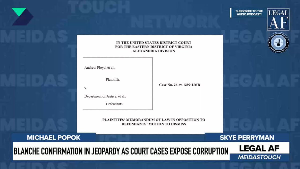 Perryman: Why can’t Blanche swear to what the judge in our case provided a pathway for the DOJ to swear to, which is that the fund, under any name, is not going to operate and will not operate in the future? They won’t do it. Cornyn and Tillis may have been duped on this, but the American people aren’t.