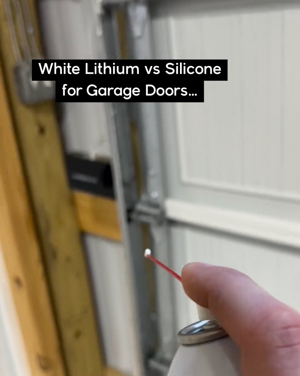 White lithium or silicone for your garage door…? I’ve used both, but prefer to use silicone. White lithium works, but it leaves behind that greasy residue that collects dirt, dust and bugs over time. Silicone keeps everything looking a lot cleaner. What are you using on yours, white lithium or silicone? 👇Find more videos like this in my Home Building & Renovation Checklist