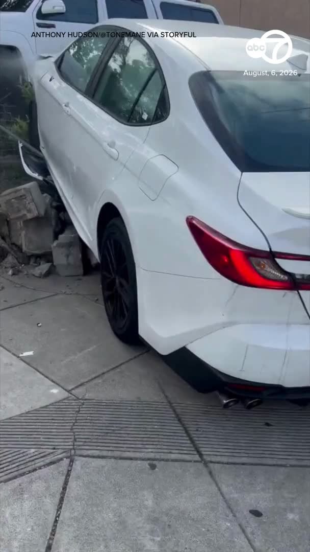The aftermath of a devastating crash in Oakland was captured on camera on Thursday, moments after 7- and 4-year-old boys took their parents' car, striking and critically injuring a pedestrian walking her dog.