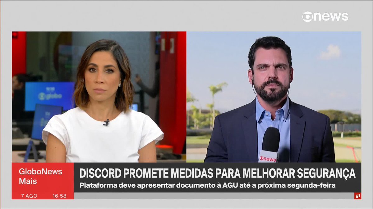 Após fala de Janja, Discord se reúne com AGU para apresentar propostas para melhorar a segurança. Primeira-dama defendeu bloqueio do aplicativo após suicídio de adolescente de 13 anos. ➡️ #GloboNewsMais - de segunda a sexta, às 16h, na #GloboNews. Assista na TV e no globoplay