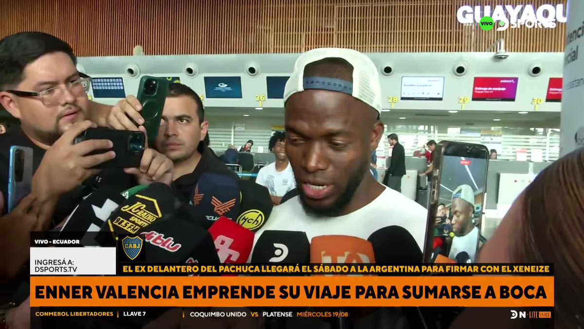 🇪🇨ENNER VALENCIA antes de partir a la Argentina a sumarse a #Boca: "Al hincha de #Boca le digo que voy a dar todo de mí, todo lo que tengo para poder esos campeonatos. Estamos por cerrar el contrato, se verá la duración después. Viendo desde afuera te das cuenta todo lo que genera #Boca, hay que prepararse bien para estar a la altura".