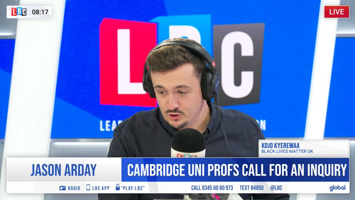 'We think Cambridge should apologise.' Henry Riley asks Black Lives Matter UK representative Kojo Kyerewaa if he regrets signing Good Law Project's solidarity letter for Jason Arday.