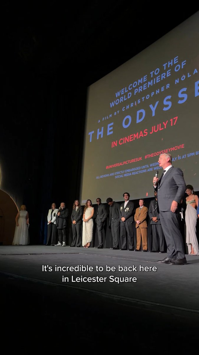 The moment Christopher Nolan introduces The Odyssey to the world for the first time at the World Premiere in London. #TheOdysseyMovie #TheOdysseyMovie