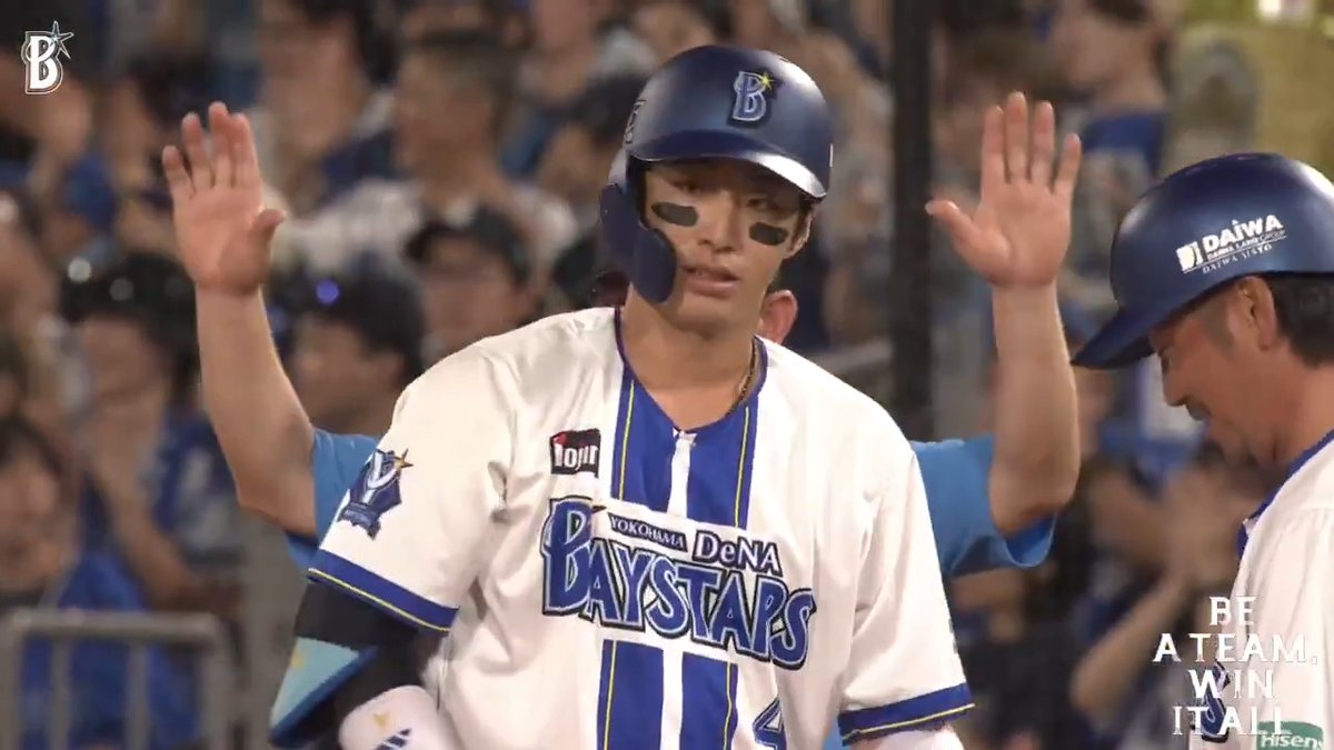 #度会隆輝 選手がライトへのタイムリーを放ち、2塁ランナーの #戸柱恭孝 選手が生還！✨ 貴重な追加点を奪う！💪 5回裏 DB 2- 0 C #baystars