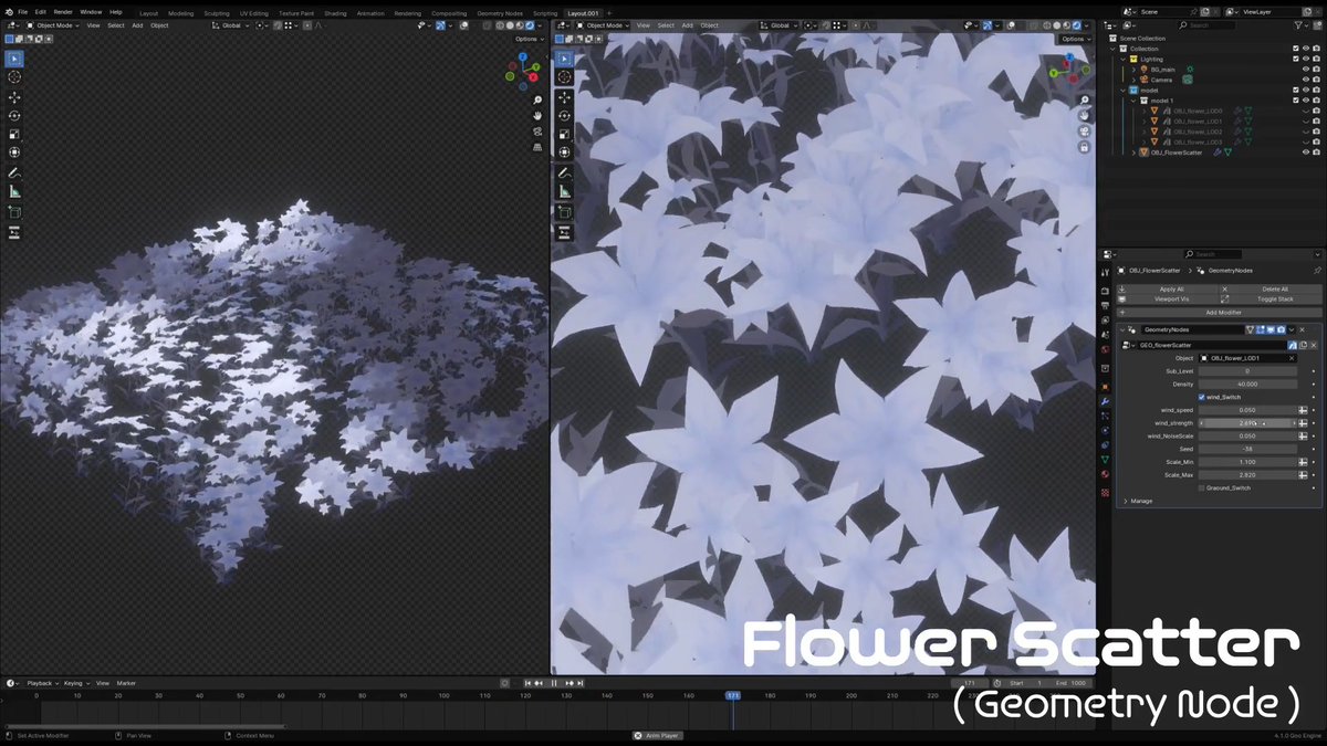 #blender #3DCG 花配置ツール (Geometory Nodes)
