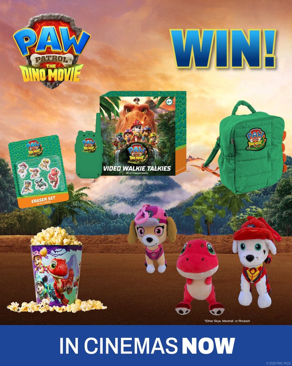 To celebrate the release of PAW Patrol: The Dino Movie now showing at ODEON, we're giving away 5 epic merch bundles!* 🐾🦕 To enter: 👥 Follow us ❤️ Like this post 💬 Tag a friend you'd take on a dino rescue mission *UK residents only *T&Cs apply 📲