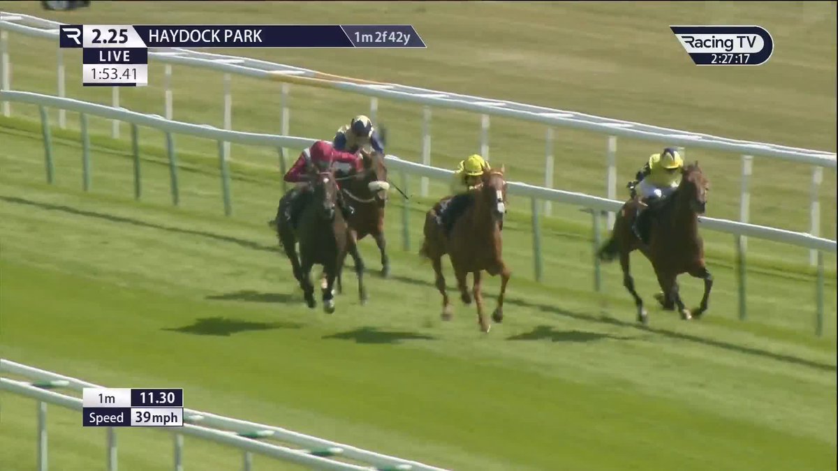 𝐒𝐚𝐥𝐥𝐚𝐚𝐥 blossoms in the betway Rose of Lancaster Stakes Haydock Park Races 🌹 Roger Varian's inmate takes within his stride a step up in class from winning a Listed race Sandown Park with a no-nonsense performance under Ray Dawson 🟡⚫️🟡