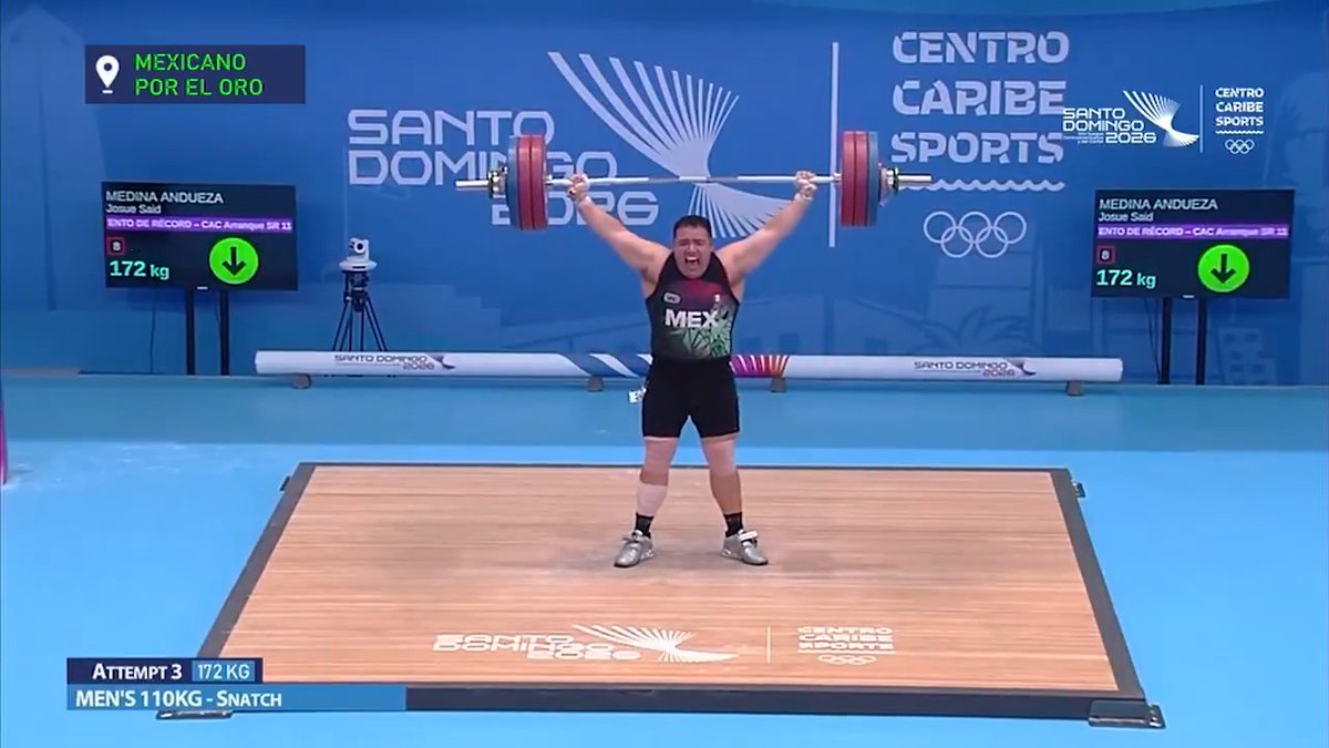 ¡ORO PARA MÉXICO EN HALTEROFILIA! 🏋️‍♀️ 🥇 Josué Medina consigue el primer lugar tras levantar 172 kg 🇲🇽🥹 #LosJuegosxFSMX