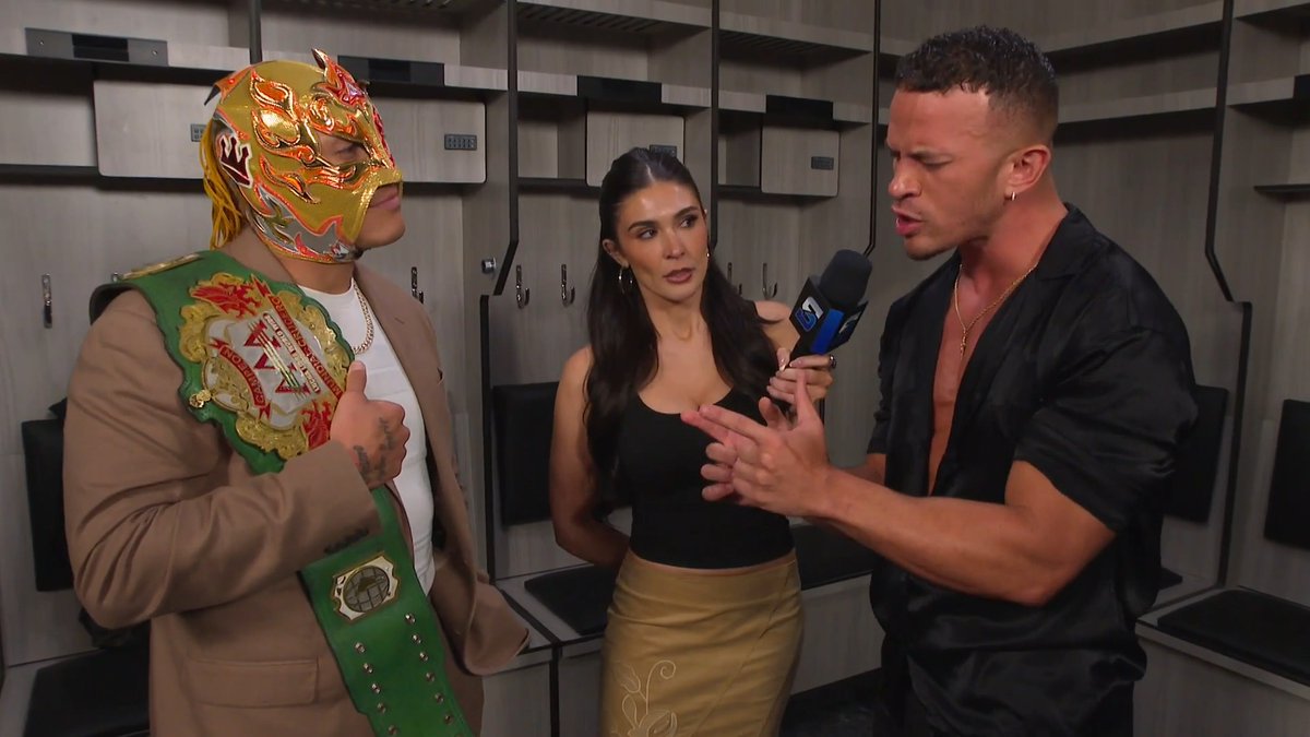 EXCLUSIVE: Lucha Libre AAA Worldwide Cruiserweight Champion REY FENIX WWE gets confronted by Ricky Saints.