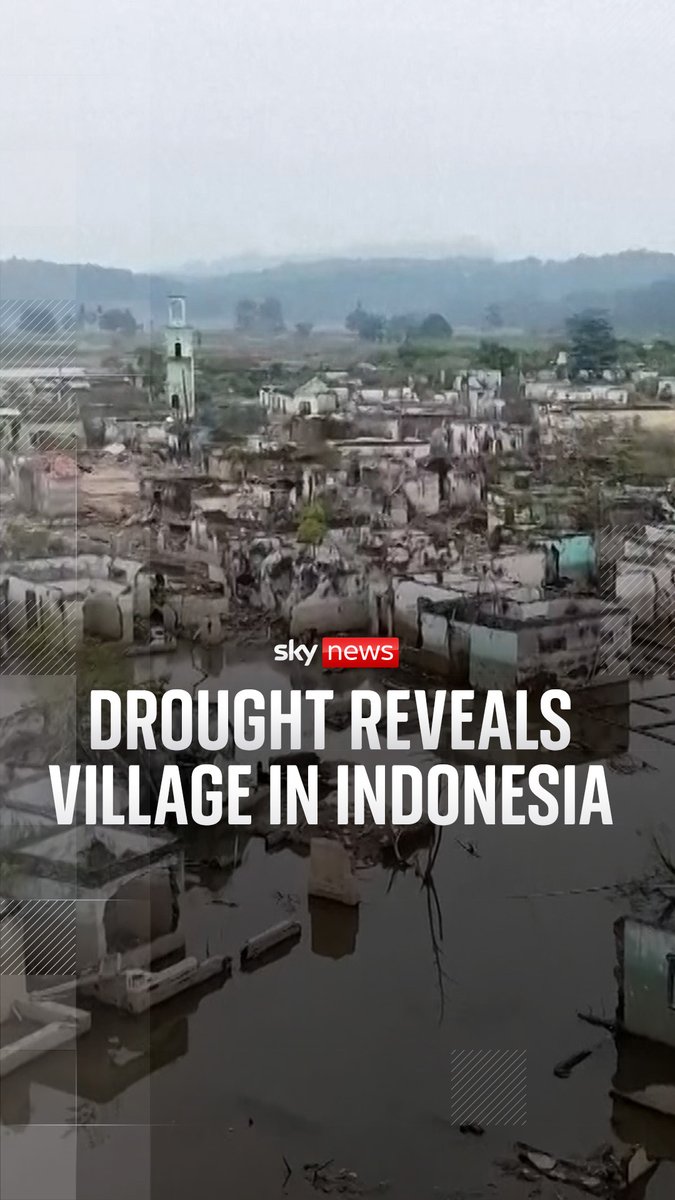 The remnants of a submerged Indonesian village have reemerged after months of drought caused water levels at the Karian reservoir to fall dramatically. Somang village, in Banten province, was submerged during the construction of the reservoir, which was built between 2015 and 2023 to supply water to the Greater Jakarta area. 🔗