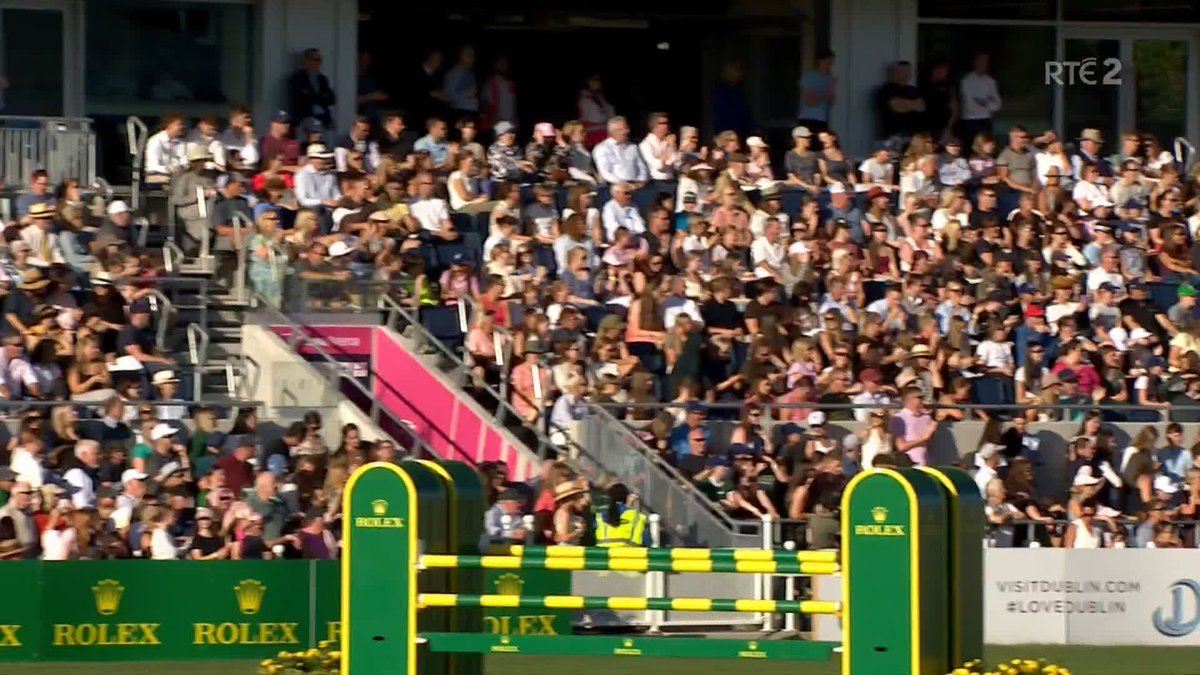 British show jumper Rachel Proudley came out in the RDS in a Mayo jersey with the 'Green and Red of Mayo' ringing out as she looks to defend her Puissance trophy.