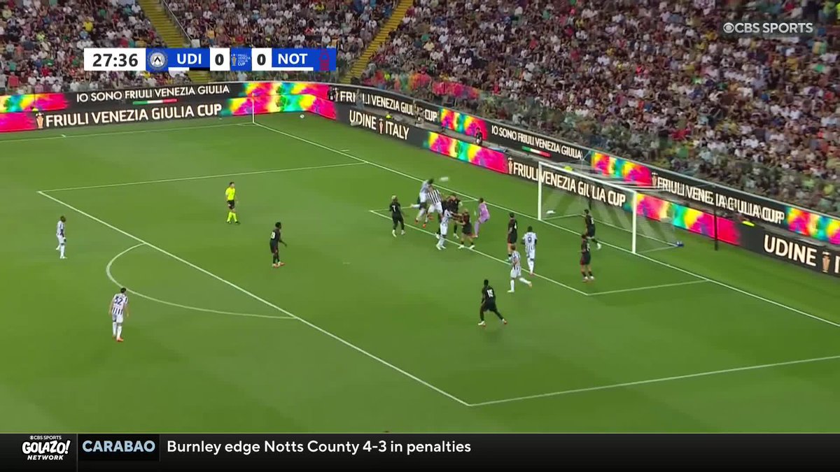 Oumar Solet's towering header puts Udinese 1-0 up vs. Nottingham Forest in the Friuli Venezia Giulia Cup ⚪️⚫️ 📺 Stream free on CBS Sports Golazo Network