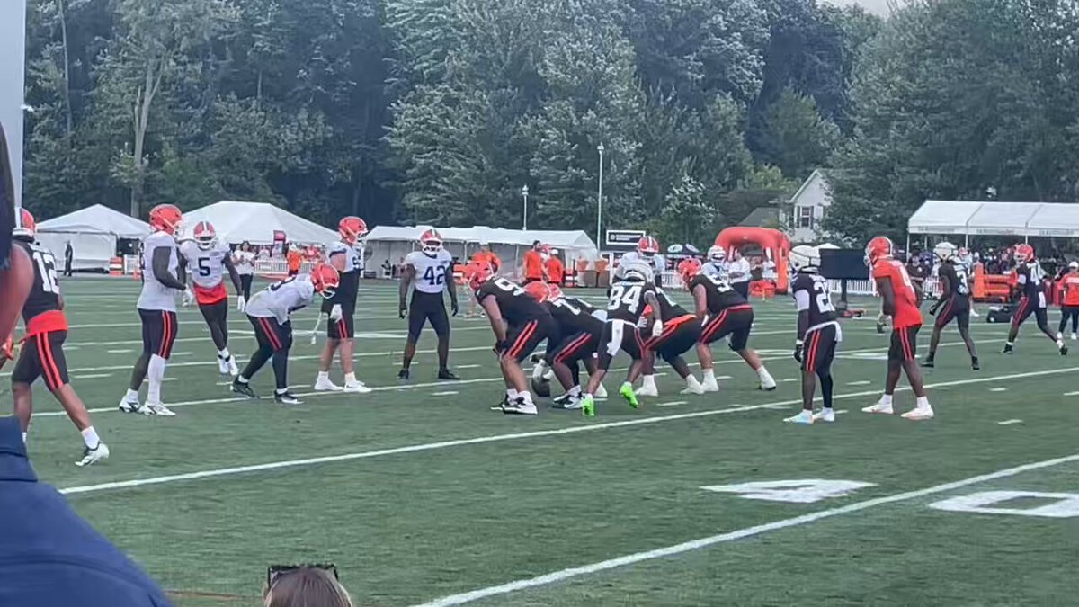 Browns Spencer Fano vs. Jared Verse after fight.