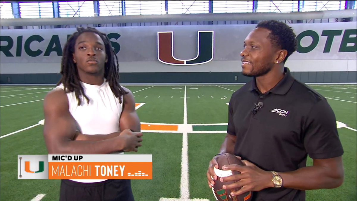 "I'm the one so why not change to one?" Malachi Toney on wearing number 1 this season 🔥 ACC Road Trip: Miami Hurricanes Football tonight at 7 PM ET 🙌