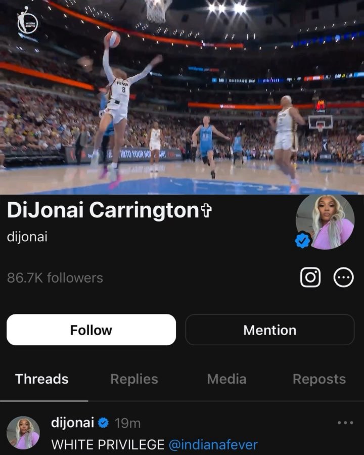 WNBA STAR DiJonai Carrington CRIES ‘WHITE PRIVILEGE’ after being THROWN OUT for SMACKING Cunningham