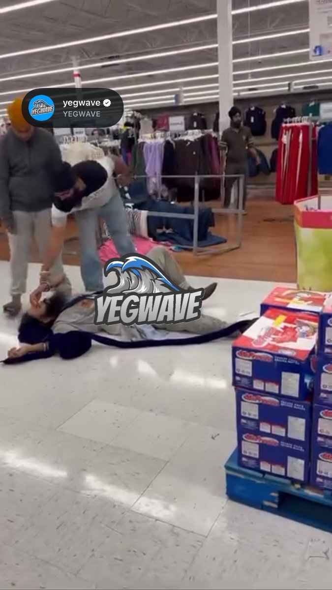 A man was knocked out during an altercation at a Walmart in Edmonton yesterday. Our follower, who provided us with the video, said they are unsure of the context as they had just entered the store when the incident occurred. They said the man remained on the floor for about 20 minutes while the man who punched him quickly left.