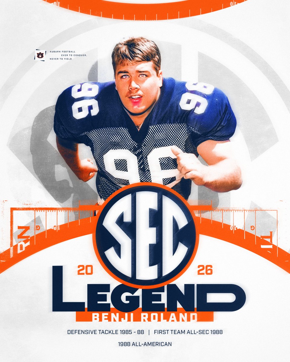 An inspiration beyond the game and one of Auburn’s all-time great defenders 🦅 Benji Roland is our 2026 Southeastern Conference Football Legend 🏆 🔗: