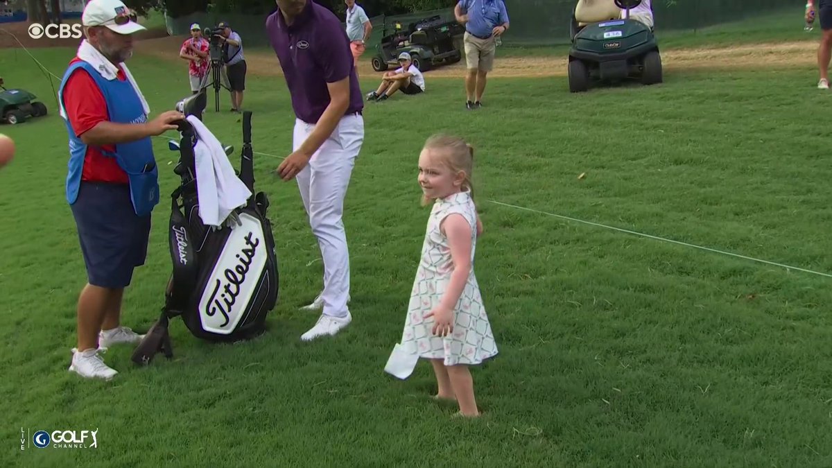 Play has resumed at the @WyndhamChamp and Beau Hossler is sorting things out with rules officials after this adorable incident 📺 Golf Channel
