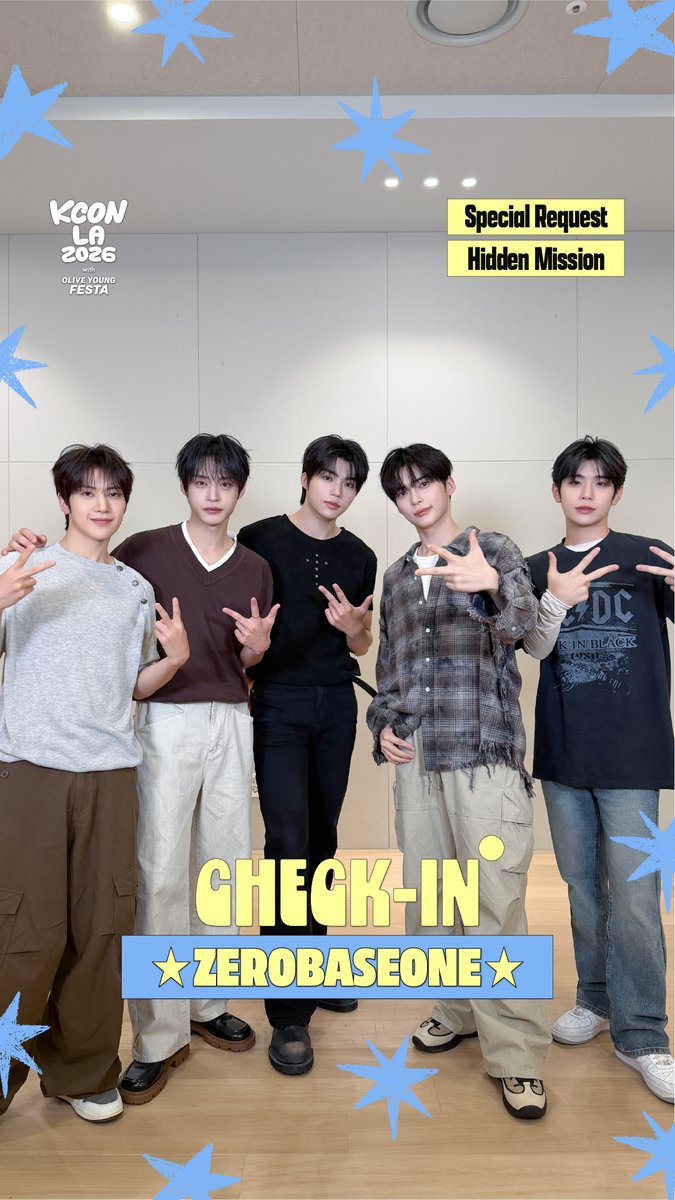 [#KCONLA2026] #ZEROBASEONE CHECK-IN ZEROSE~ Are you ready to enjoy KCON LA 2026 with ZEROBASEONE? ✨ Check out ZEROBASEONE’s special request and spot the hidden mission in the video! 👀 Respond to the request and guess the mission for a chance to win a prize 🎁 KCONers, let us know in the comments~! - 𝐆𝐄𝐓 𝐘𝐎𝐔𝐑 𝐓𝐈𝐂𝐊𝐄𝐓 𝐍𝐎𝐖! 🎟️ 🔗Ticket Info - KCON LA 2026 AUG 14-16 Arena, LA Convention Center Let’s #KCON