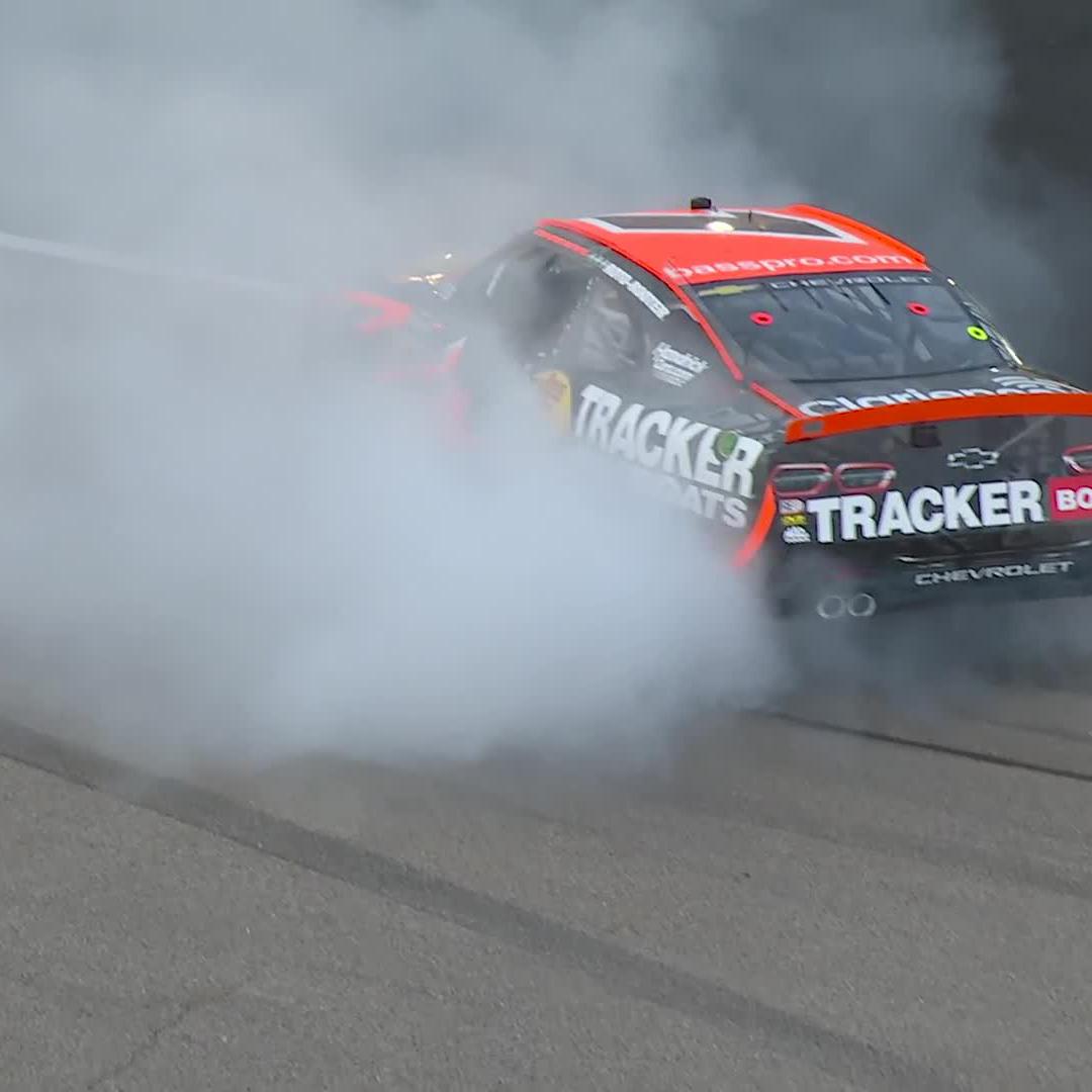 A well deserved burnout for Carson Kvapil and the No. 1 JR Motorsports crew!