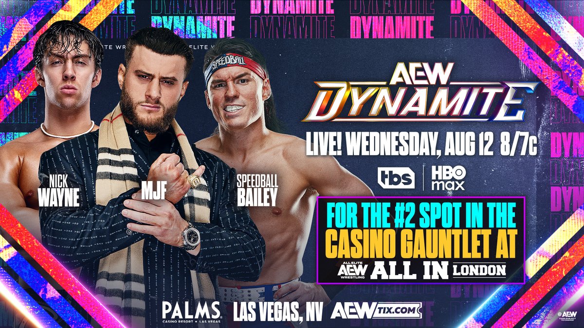 .Speedball Mike Bailey might have come up short at #GrandSlamMexico, but Bailey wants to vie THIS WEDNESDAY for the No. 2 spot in the AEW Casino Gauntlet at #AEWAllIn London – although Nick Wayne has other ideas ... Watch #AEWCollision on TNT & HBO Max