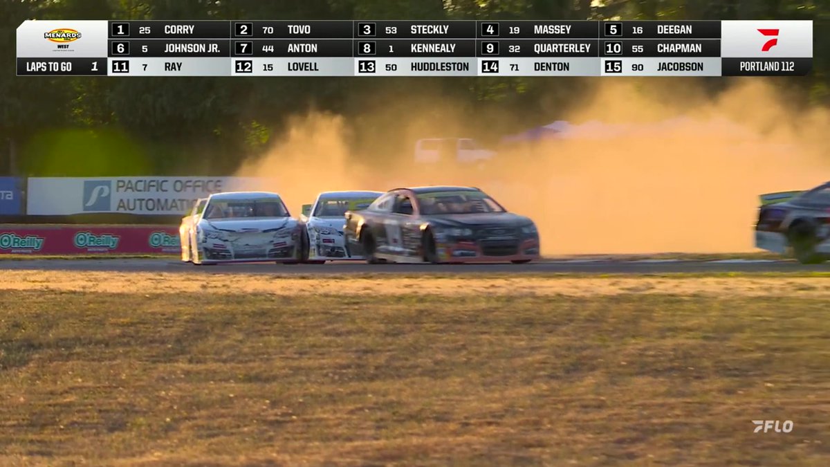 🤯 A last lap you HAVE to see at Portland Intl Raceway!! Mason Massey WINS after taking the white flag in 4th! ARCA Menards Series #ARCAWest