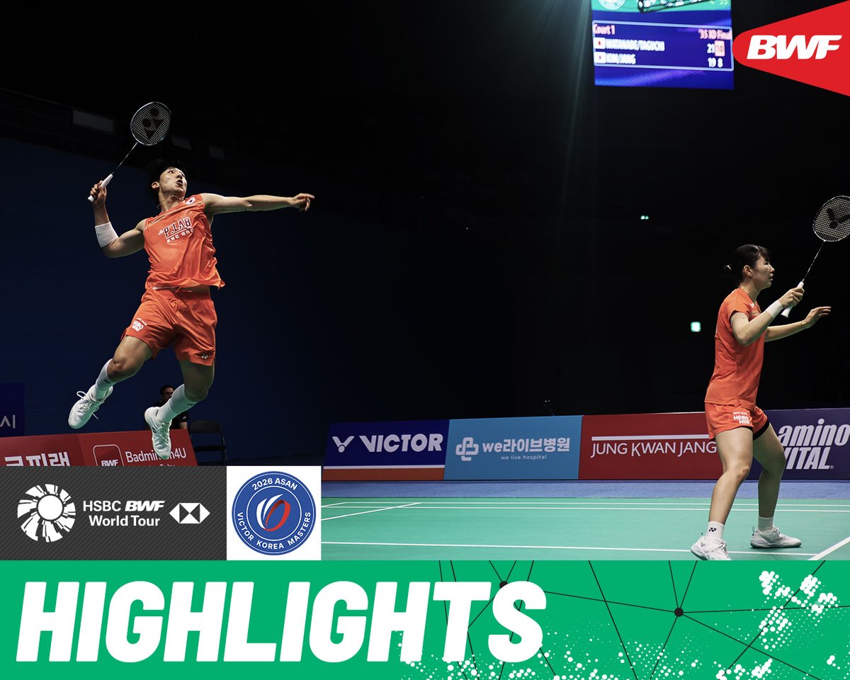 Top seeds Watanabe/Taguchi 🇯🇵 square off against Kim/Jang 🇰🇷. #BWFWorldTour #KoreaMasters2026