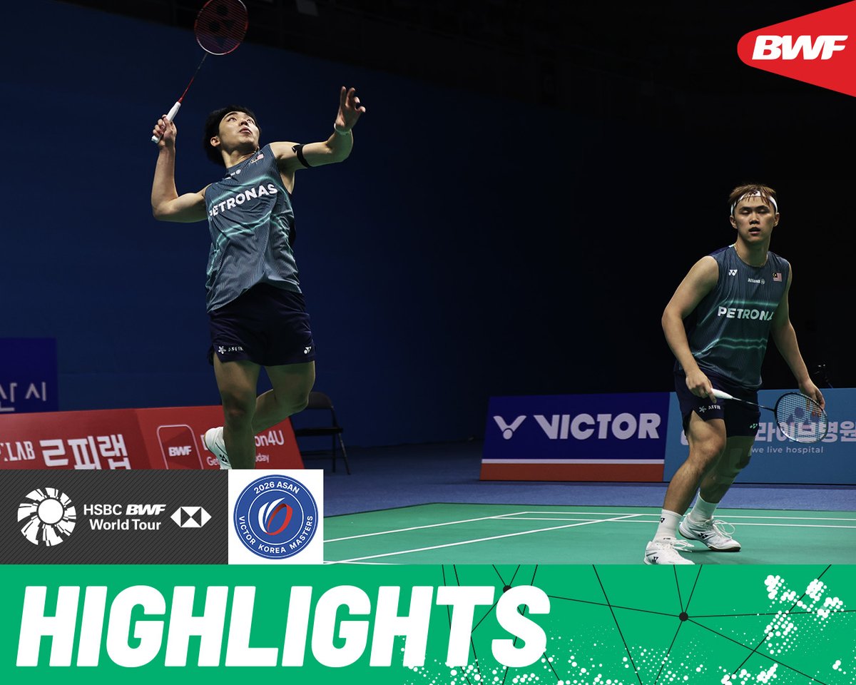 All-Malaysian 🇲🇾 final sees Man/Soh contest Tee/Yap. #BWFWorldTour #KoreaMasters2026