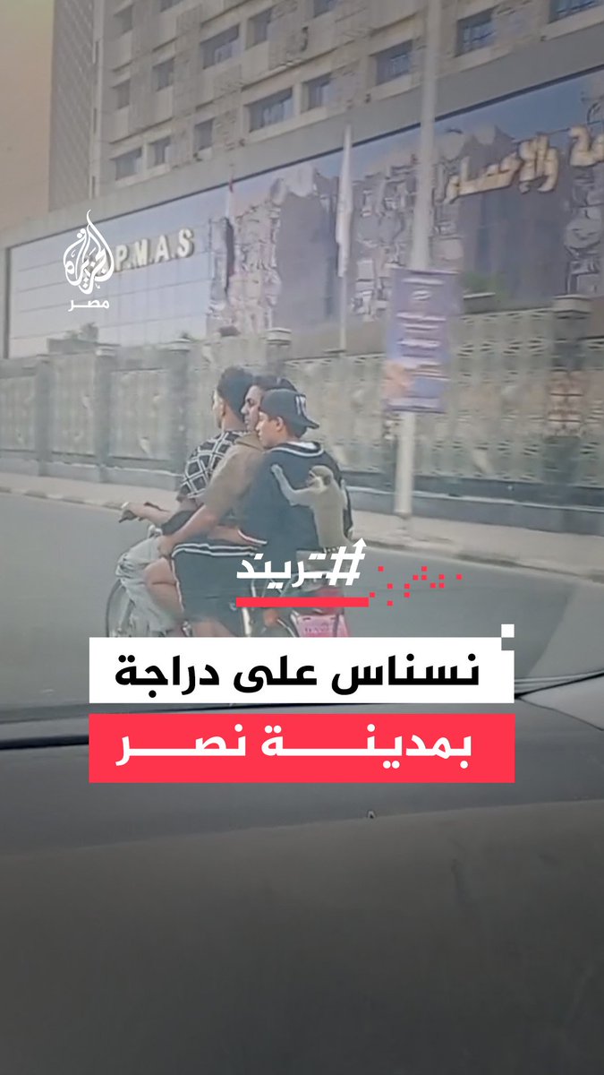 مشهد لافت في شوارع القاهرة.. شباب يحملون نسناسًا على دراجة نارية في واقعة أثارت انتباه المارة #تريند