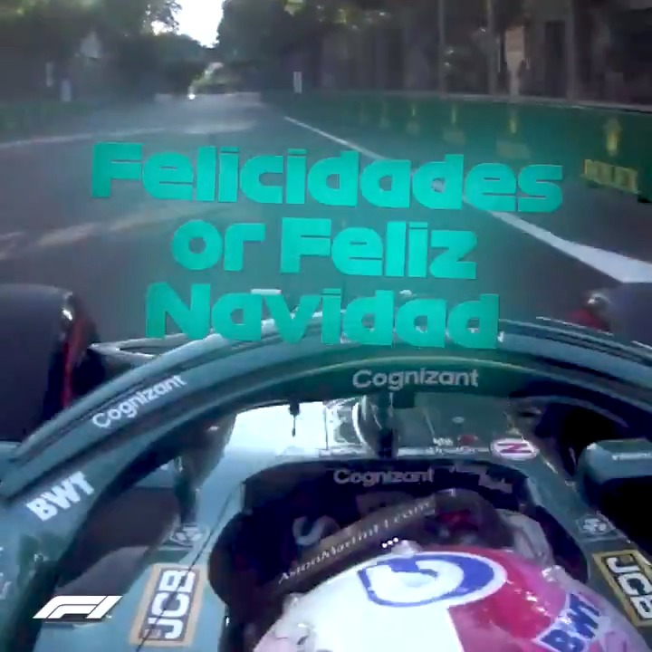 Sebastian Vettel has the honor of being the driver to achieve Aston Martin's first podium in Formula 1 After that, he proceeded to wish Sergio Pérez a Merry Christmas ("Feliz Navidad") for winning the race