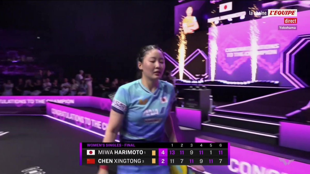Miwa Harimoto remporte un deuxième WTT Champions d'affilée ! À Yokohama, la jeune Japonaise remporte une finale de très haut niveau face à Chen Xingtong ! #lequipePING