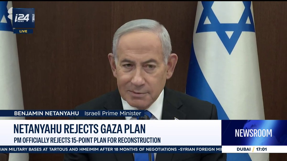 WATCH: PM Netanyahu declares, 'As long as I am Prime Minister, there will be no Palestinian State, neither in Gaza or Judea and Samaria. Israel denies the Board of Peace's 15-point plan.'
