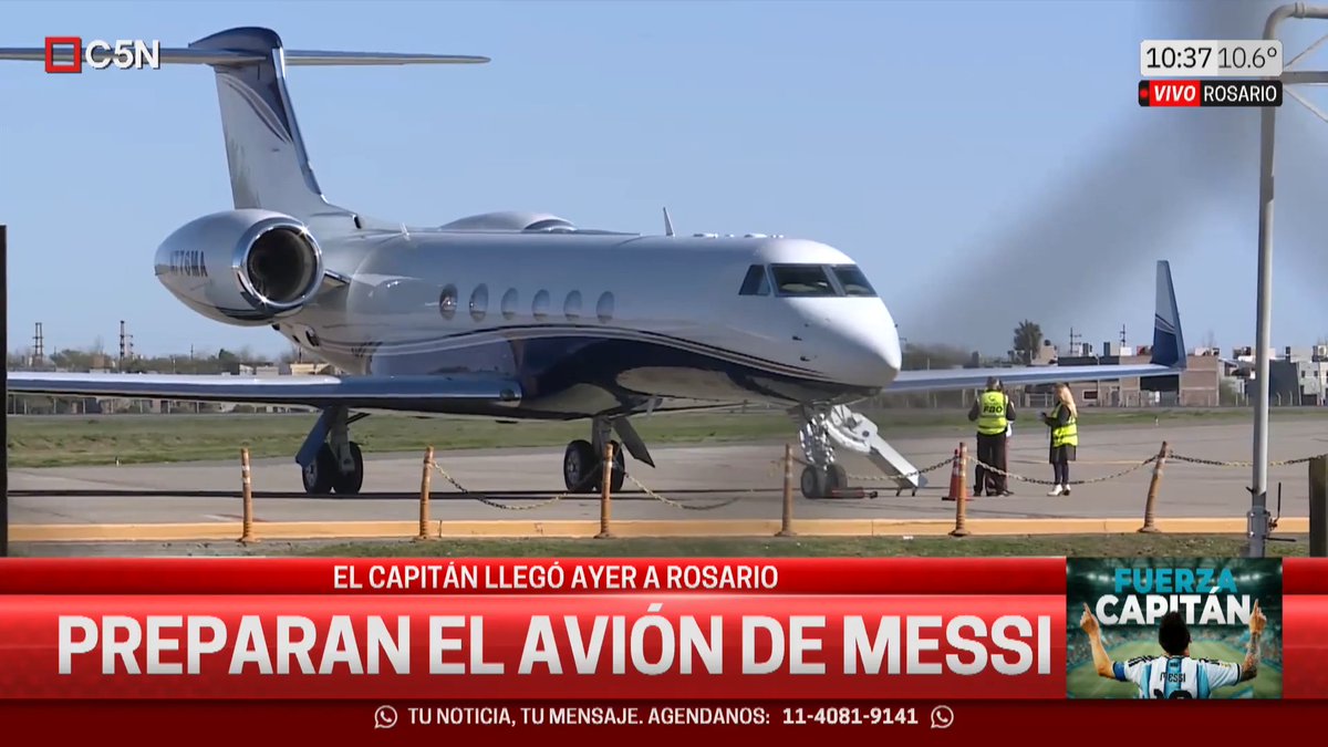#AHORA | Preparan el avión de Messi: el capitán llegó ayer a Rosario 📲 #C5N en vivo: