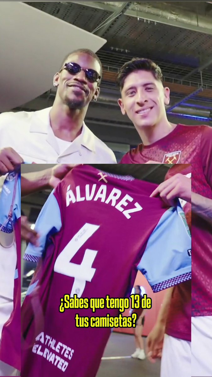 "TENGO 13 DE TUS CAMISETAS" 😅 Jimmy Butler viajó a Londres y aprovechó para ver a su hermano mexicano Edson Álvarez en las instalaciones del West Ham United 🤝 (vía WestHam)
