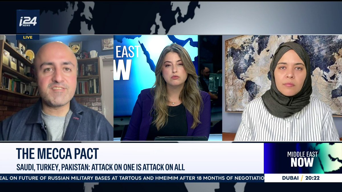 'Countries in the region seem to trust the US less for defense. Saudi Arabia, Turkey, Pakistan signed an MoU while Israel, India, UAE are strengthening alliances.' Aditya Raj Kaul (Aditya Raj Kaul) and Dalia Ziada (Dalia Ziada) on #MiddleEastNow Catch the full segment 👉