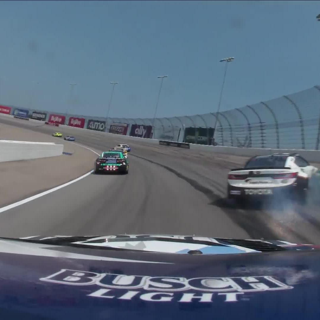 There's trouble on Lap 4! Reddick and Jones are in the wall.