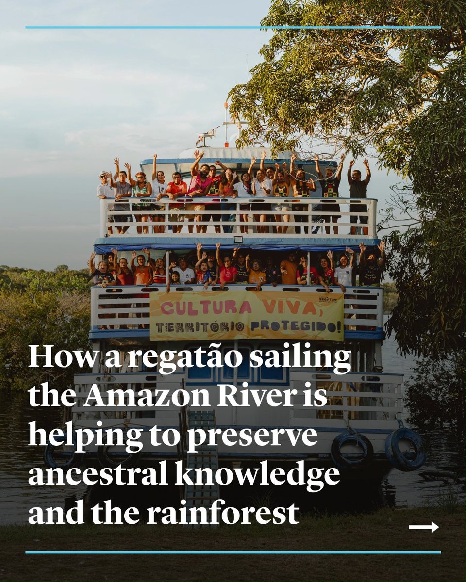 Inspired by the character of Regatão, who was known to travel the Amazon in a small boat connecting communities and exchanging knowledge and goods, the Instituto Regatão Amazônia (instituto Regatão Amazônia) has reinterpreted the tradition to help preserve ancestral knowledge. In June, the third annual Barco Regatão—Tapajós: Corridor of Living Cultures, supported by Open Society, set sail stopping in primarily Indigenous and Quilombola communities that live along the heart of the Amazon River. The boat serves as an immersive experience with a mix of cultural activities, art exhibitions, trainings, and spaces for knowledge exchange to help the preservation of traditional practices, memories, and ways of life. The initiative creates spaces for intergenerational exchange, aiming to recognize and appreciate the knowledge of those who have lived on the banks of the Amazonian rivers for generations—especially to ensure their perspectives are part of climate conversations and solutions. By strengthening living cultures of Indigenous and Quilombola communities who live on the river means strengthening the people who help protect the Amazon every day. 📸 Instituto Regatão Amazônia