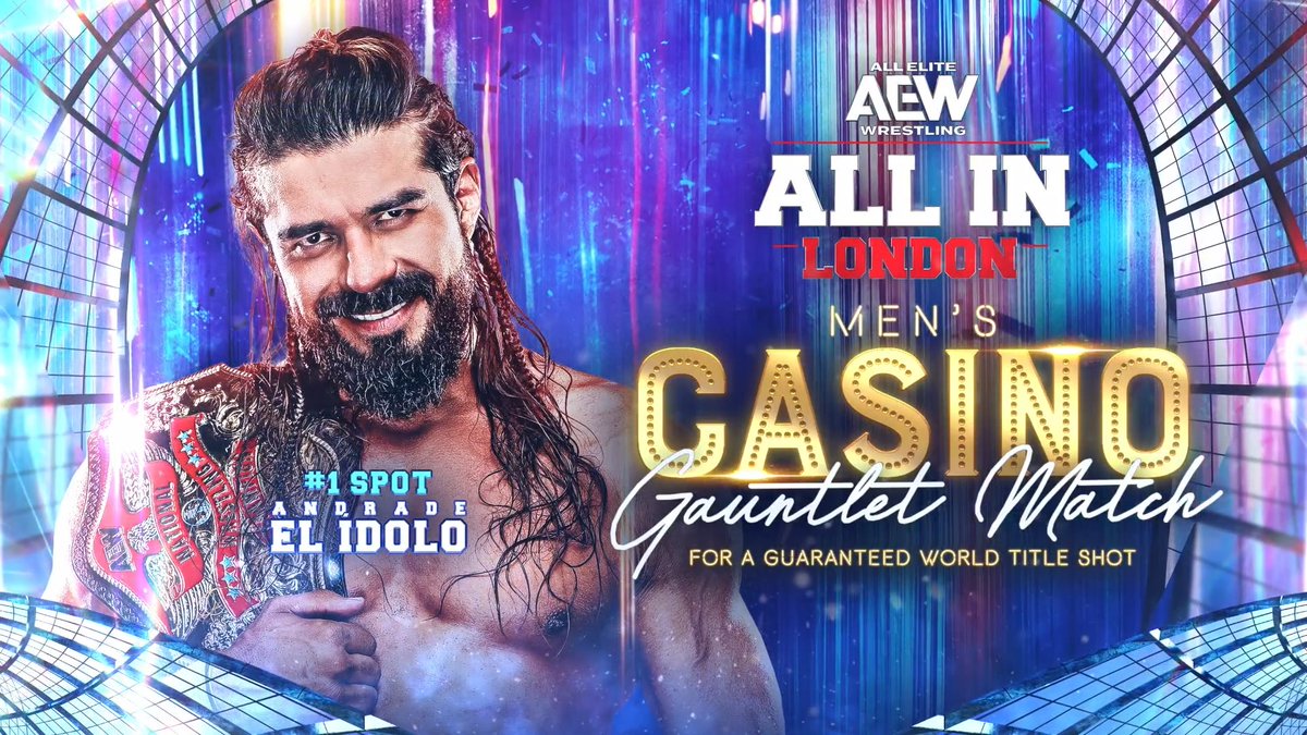 #AEWAllIn London 6pm BST/1pm EST/10am PST on PPV Sunday, 30 August Men's Casino Gauntlet Men will keep filling the ring at different intervals until a winner is determined. Find out who will win a guaranteed shot at the AEW World Championship, Sunday 8/30!