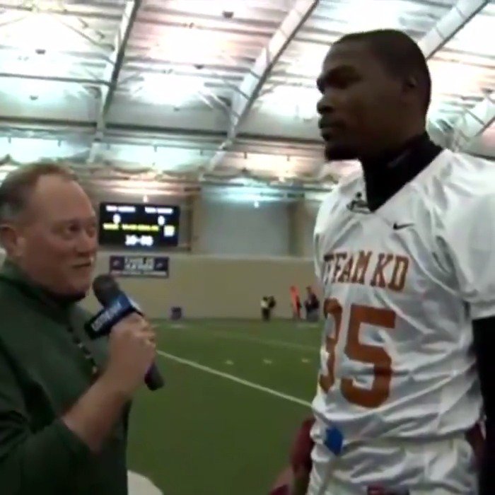 Throwback clip of LeBron vs KD in Flag Football 🏈